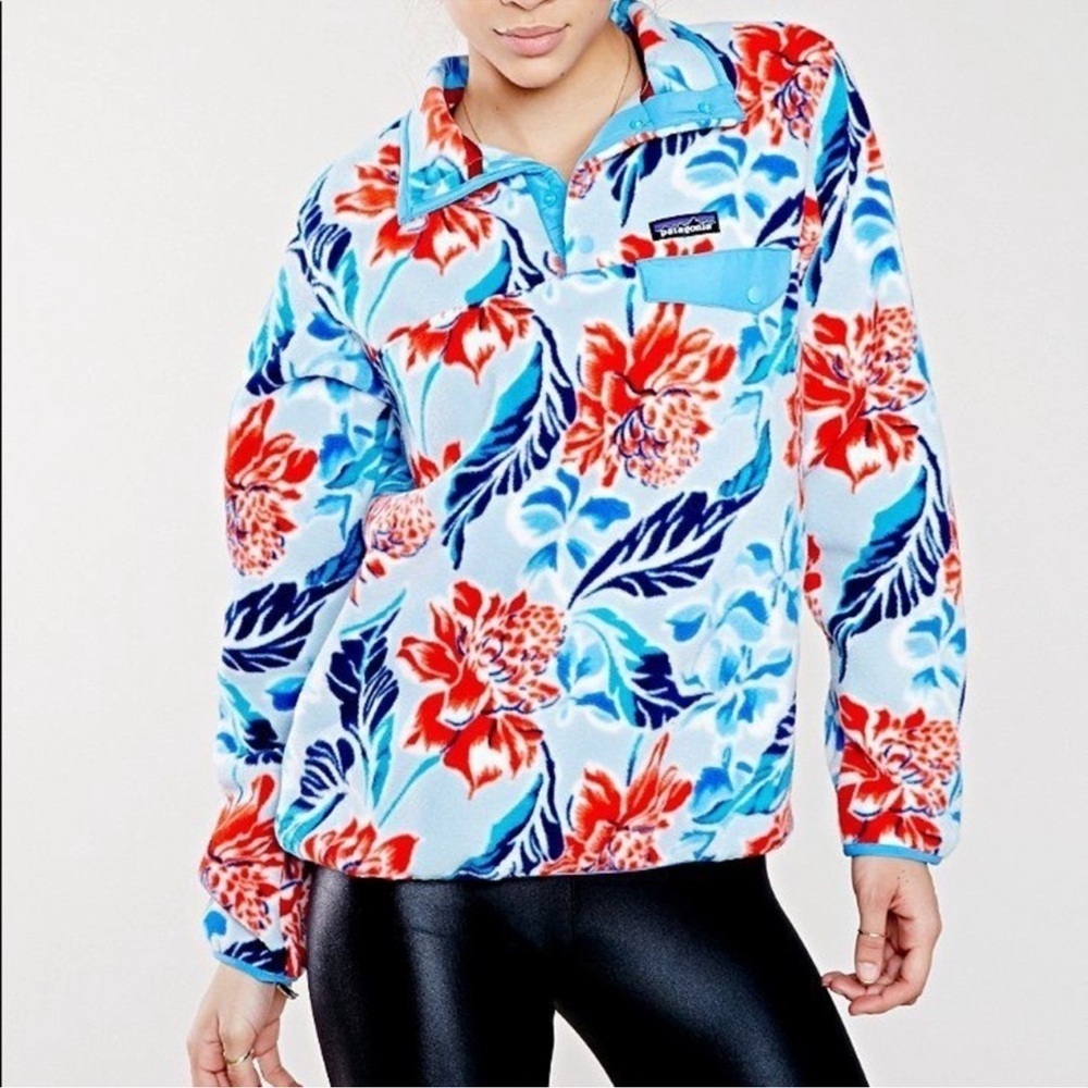 Patagonia Synchilla Snap T Fleece Pullover Hawaiian Manoa, Blue/Red